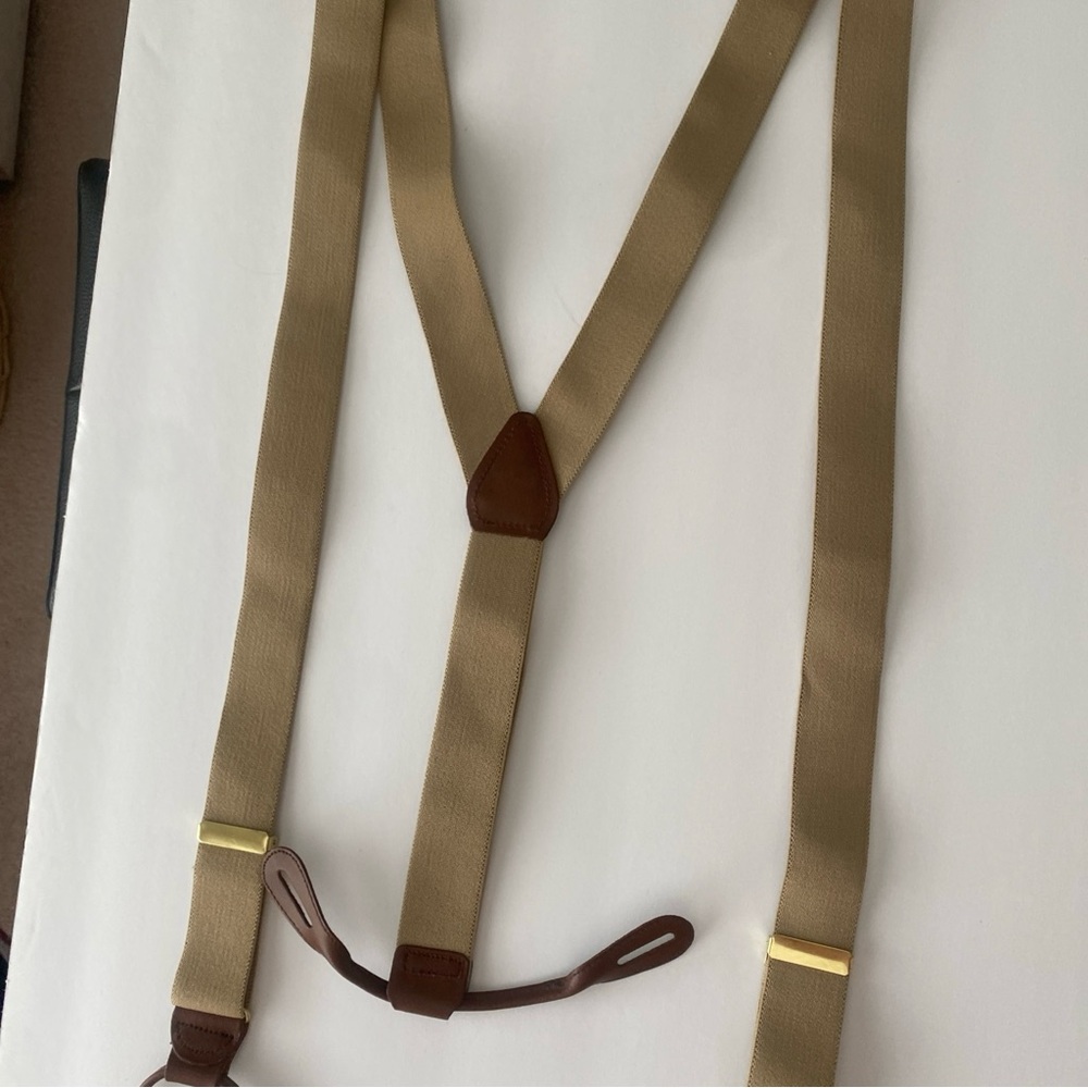 Mens Tan Big & Tall Button Suspenders
